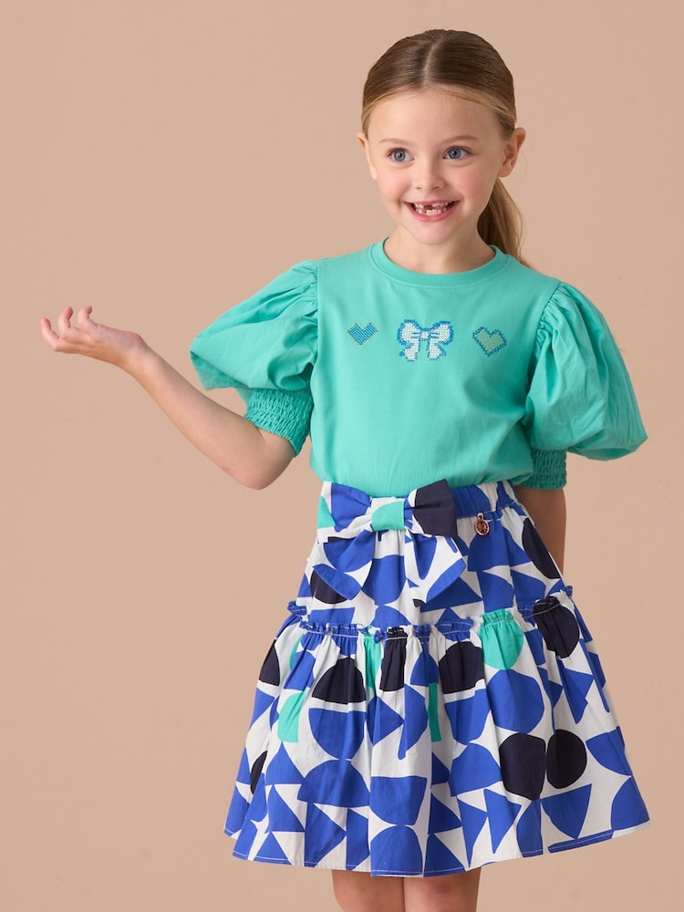 أخضر - Angel & Rocket Agatha Heart Print Rib T-Shirt - صورة 2 من 7