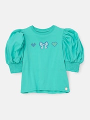 أخضر - Angel & Rocket Agatha Heart Print Rib T-Shirt - صورة 5 من 7