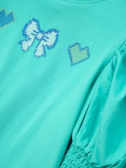 أخضر - Angel & Rocket Agatha Heart Print Rib T-Shirt - صورة 7 من 7