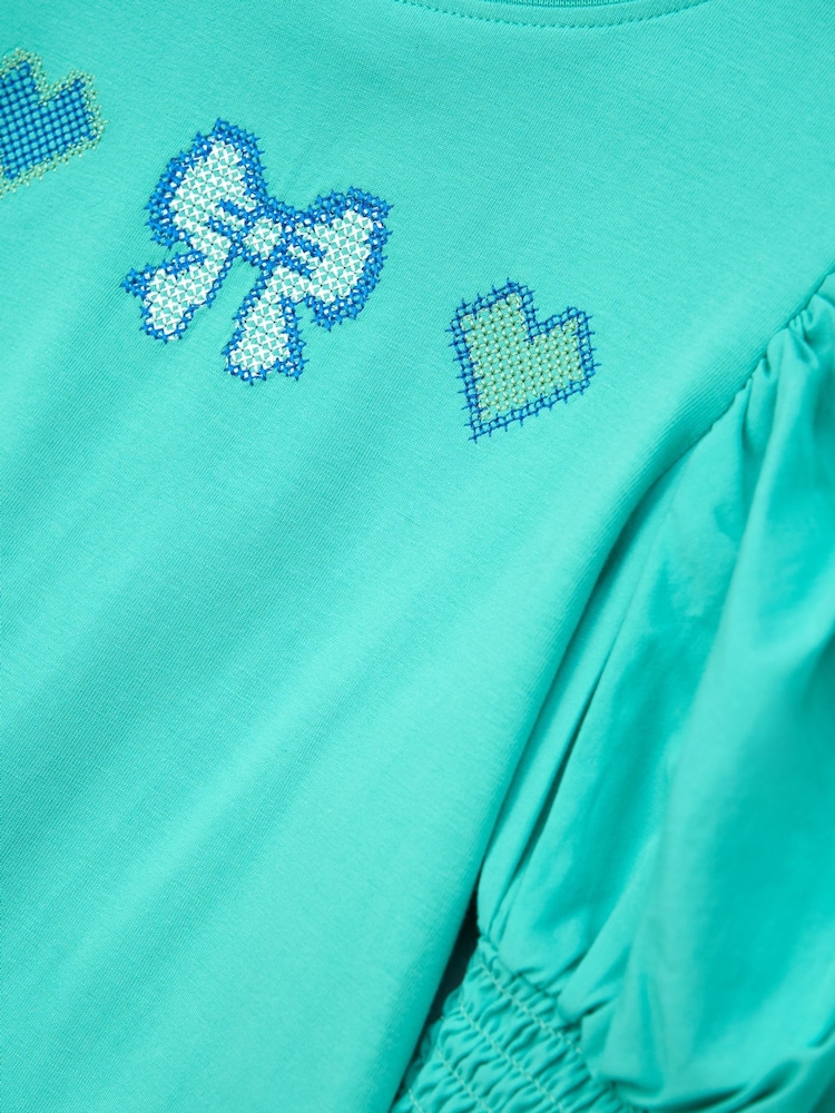 أخضر - Angel & Rocket Agatha Heart Print Rib T-Shirt - صورة 7 من 7
