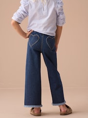 Angel & Rocket Blue Paloma Blue Heart Pocket Cropped Jeans - Image 2 of 7