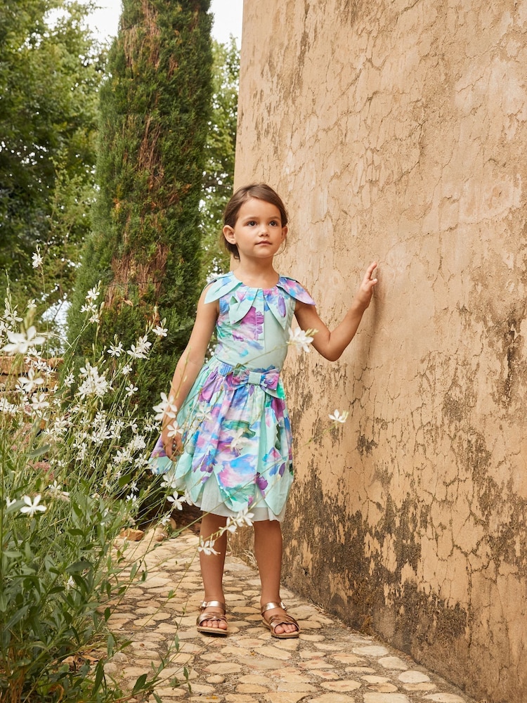 Angel & Rocket Green Darcy Mint Petal Print 100% Cotton Skirt - Image 2 of 11 Angel & Rocket Green Darcy Mint Petal Print 100% Cotton Skirt - Image 2 of 11