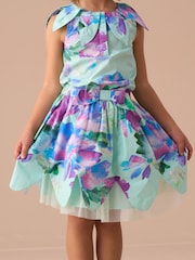 Angel & Rocket Green Darcy Mint Petal Print 100% Cotton Skirt - Image 5 of 11