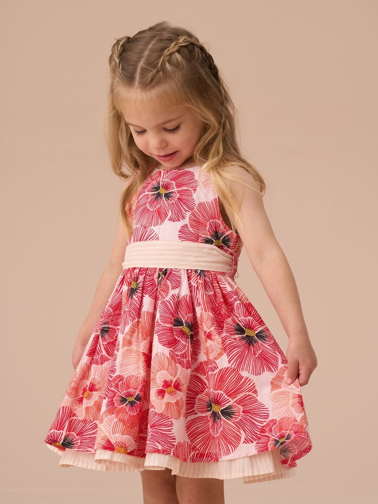 Angel & Rocket Red Bella Coral Tie Waist Dress And Bloomer Set - Image 1 of 4 Angel & Rocket Red Bella Coral Tie Waist Dress And Bloomer Set - Image 1 of 4