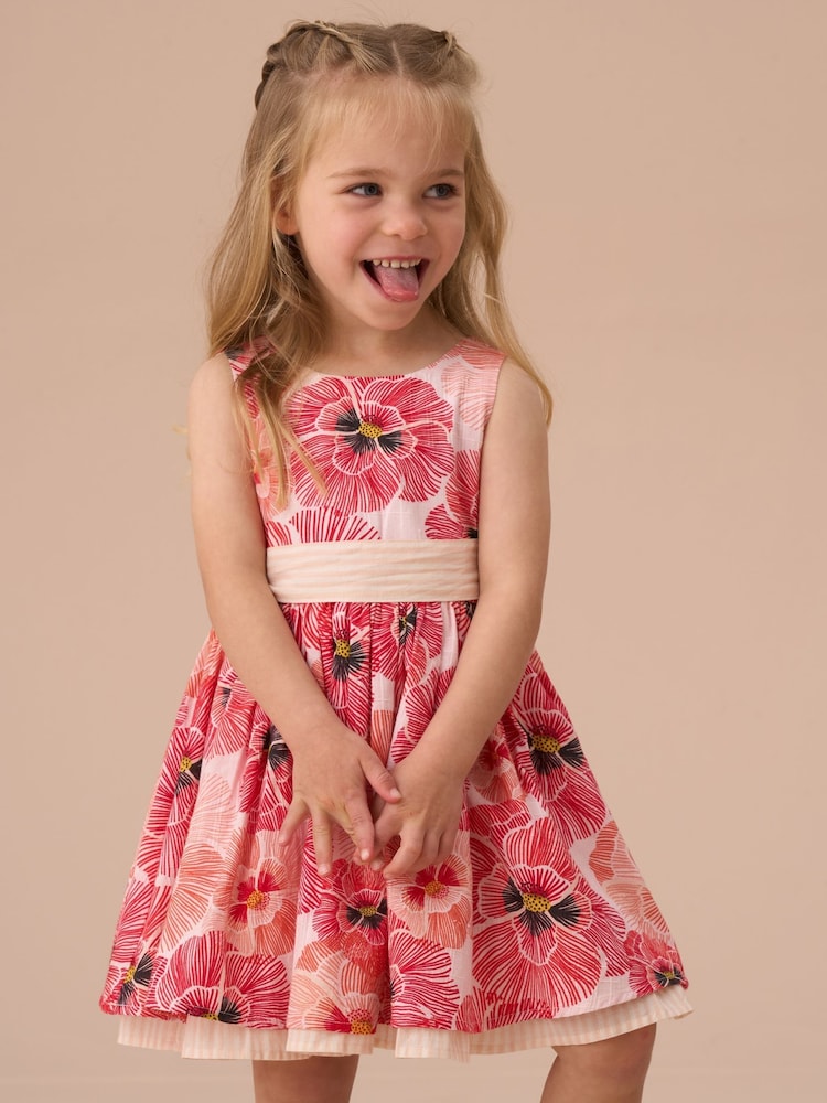 Angel & Rocket Bella koraalrode Jurk met strikceintuur en bloomer set - Image 2 of 4