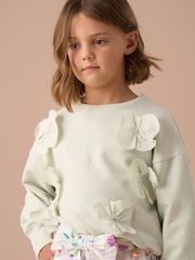 Angel & Rocket Green Bloom Mint Cotton Flower Print Applique Jumper - Image 1 of 6