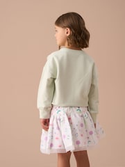 Angel & Rocket Green Bloom Mint Cotton Flower Print Applique Jumper - Image 2 of 6