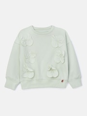 Angel & Rocket Green Bloom Mint Cotton Flower Print Applique Jumper - Image 4 of 6