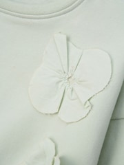 Angel & Rocket Green Bloom Mint Cotton Flower Print Applique Jumper - Image 6 of 6