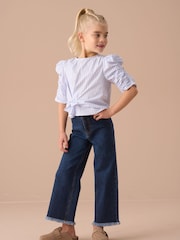 Angel & Rocket Blue Lara Stripe Tie Front Print Blouses - Image 3 of 4