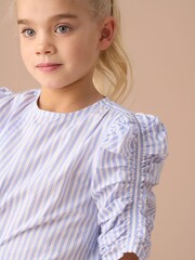 Angel & Rocket Blue Lara Stripe Tie Front Print Blouses - Image 4 of 4