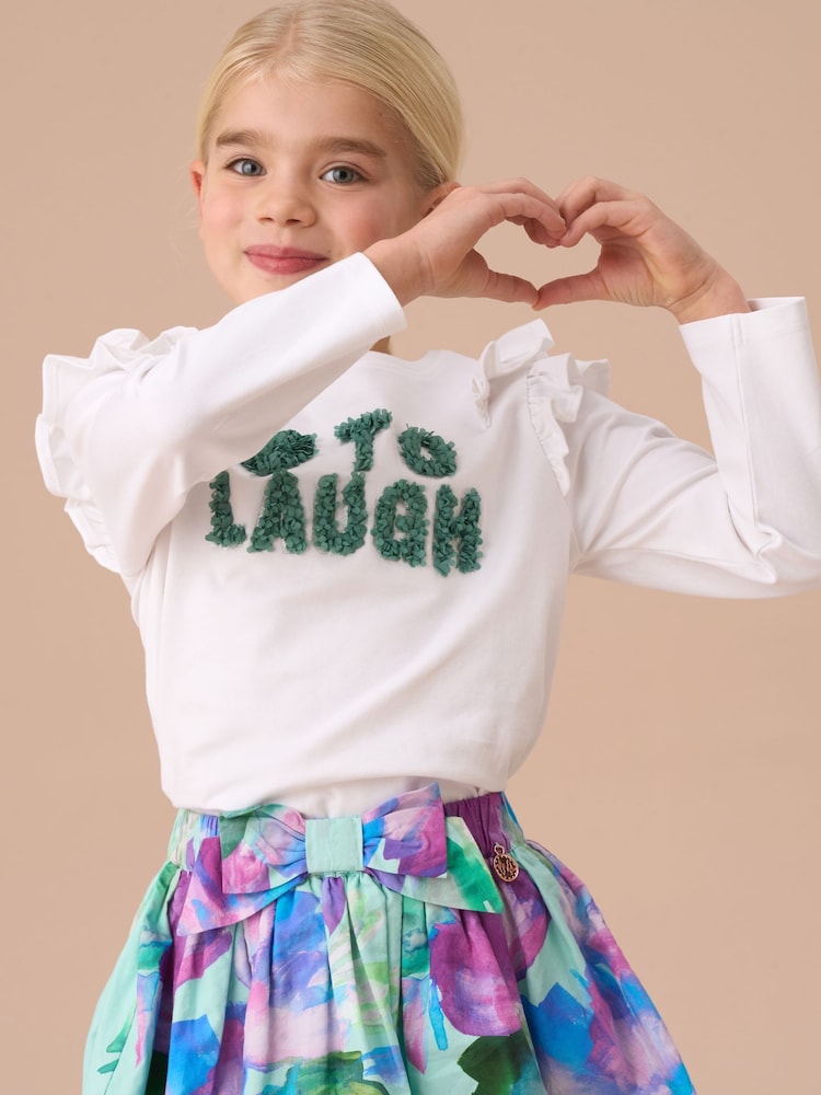 Angel & Rocket White Bria Long Sleeve Frill Shoulder Top - Image 2 of 7 Angel & Rocket White Bria Long Sleeve Frill Shoulder Top - Image 2 of 7