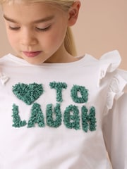 Angel & Rocket White Bria Long Sleeve Frill Shoulder Top - Image 3 of 7