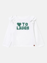 Angel & Rocket White Bria Long Sleeve Frill Shoulder Top - Image 5 of 7