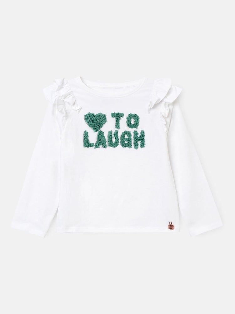 Angel & Rocket White Bria Long Sleeve Frill Shoulder Top - Image 5 of 7