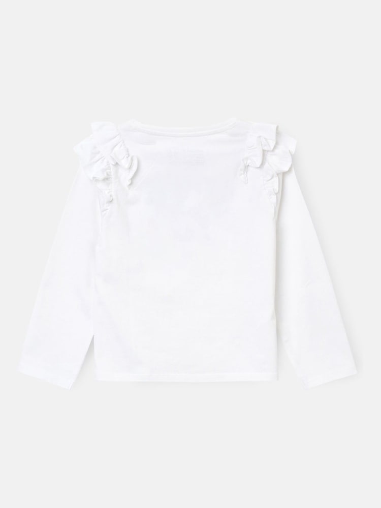 Angel & Rocket White Bria Long Sleeve Frill Shoulder Top - Image 6 of 7