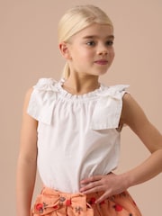 Angel & Rocket White Laurel Bow Shoulder Woven Blouse - Image 1 of 8