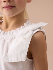 Angel & Rocket White Laurel Bow Shoulder Woven Blouse - Image 3 of 8