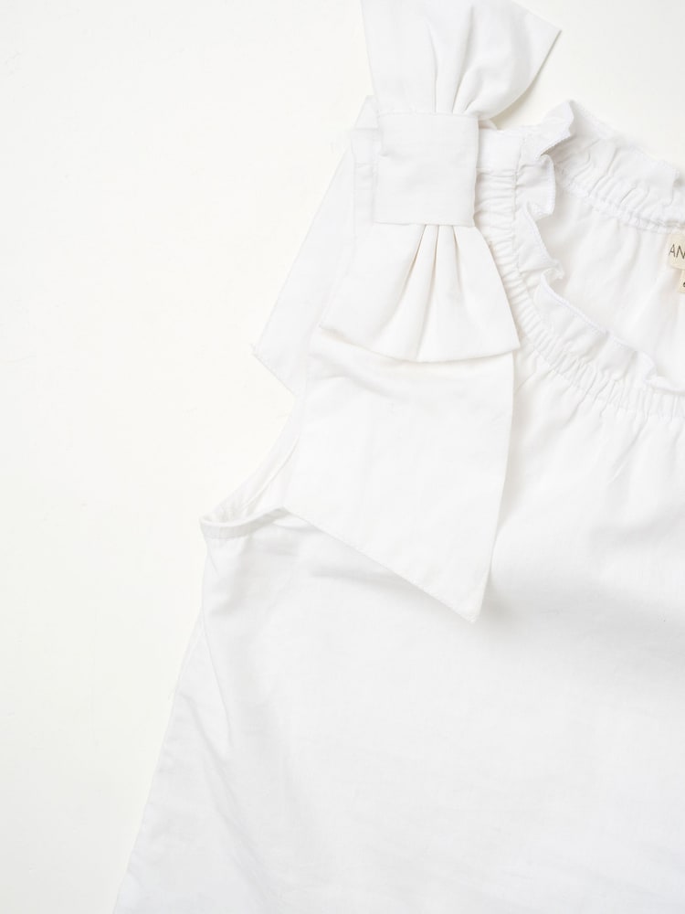 Angel & Rocket White Laurel Bow Shoulder Woven Blouse - Image 8 of 8
