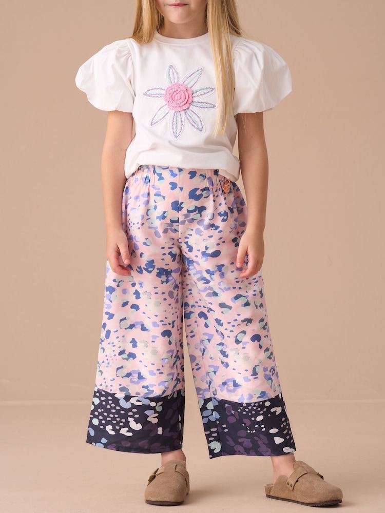 Angel & Rocket Light Pink Fleur Printed Wide Leg Trousers - Image 1 of 6