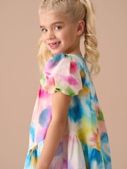 Angel & Rocket Pink Jodie Asymmetric Print 100% Cotton Dress - Image 2 of 7