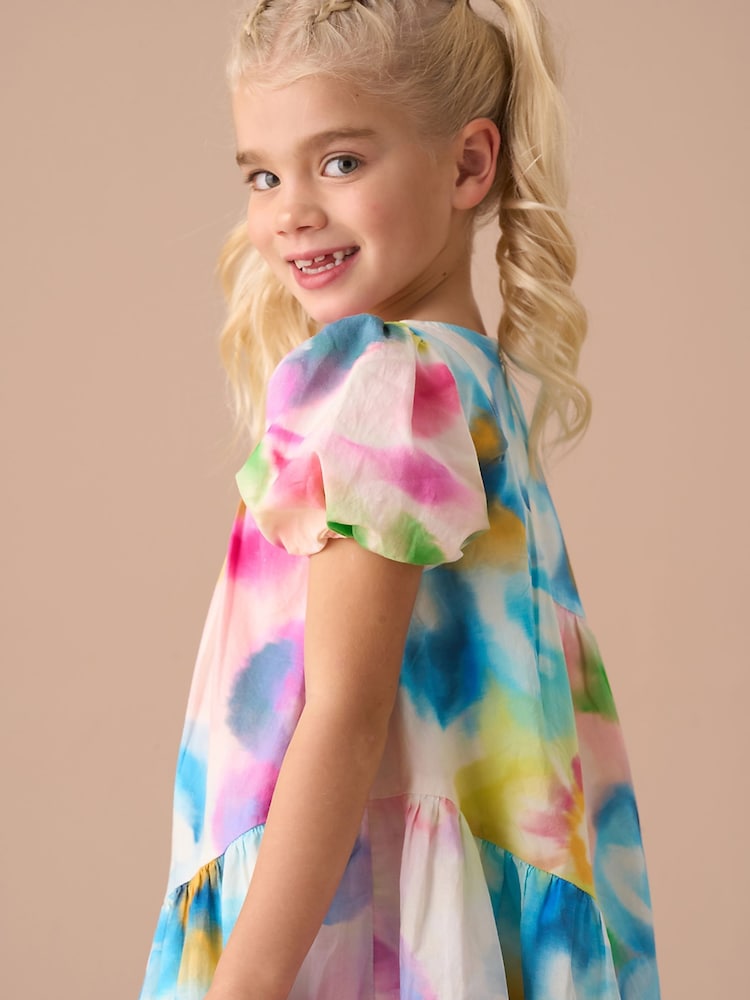 Angel & Rocket Pink Jodie Asymmetric Print 100% Cotton Dress - Image 2 of 7