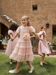 Angel & Rocket Pink Clara Pleated Mesh Corsage Dress - Image 1 of 15