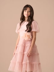 Angel & Rocket Pink Clara Pleated Mesh Corsage Dress - Image 11 of 15