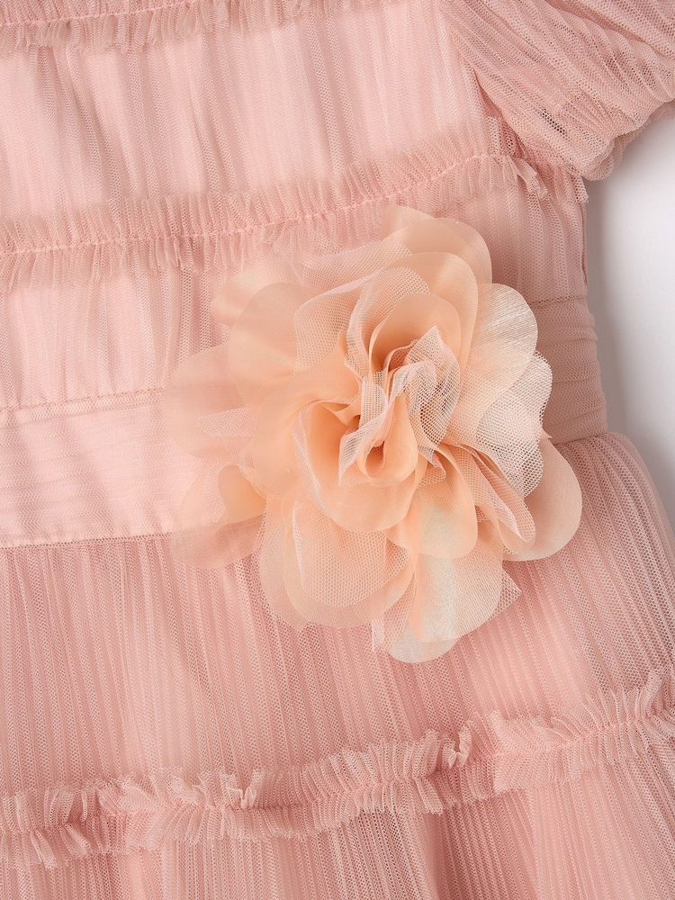 Angel & Rocket Pink Clara Pleated Mesh Corsage Dress - Image 15 of 15
