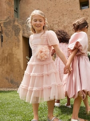 Angel & Rocket Pink Clara Pleated Mesh Corsage Dress - Image 2 of 15