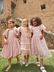 Angel & Rocket Pink Clara Pleated Mesh Corsage Dress - Image 3 of 15