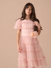 Angel & Rocket Pink Clara Pleated Mesh Corsage Dress - Image 9 of 15