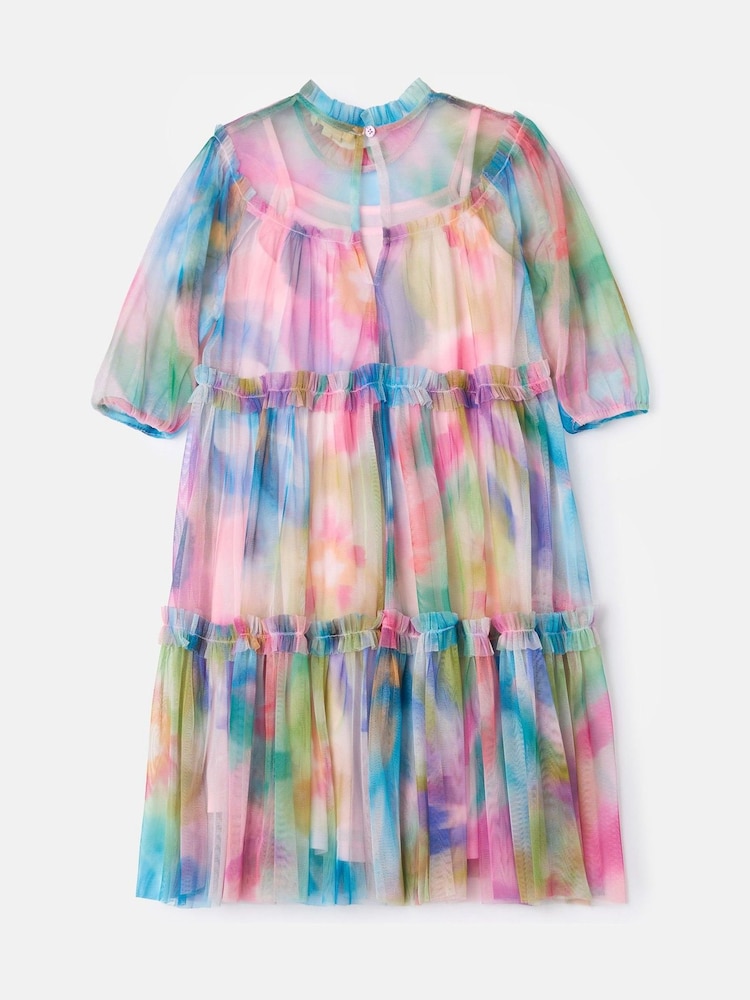 Angel & Rocket Light Pink Eleanor Floral Print Mesh Dress - Image 6 of 8