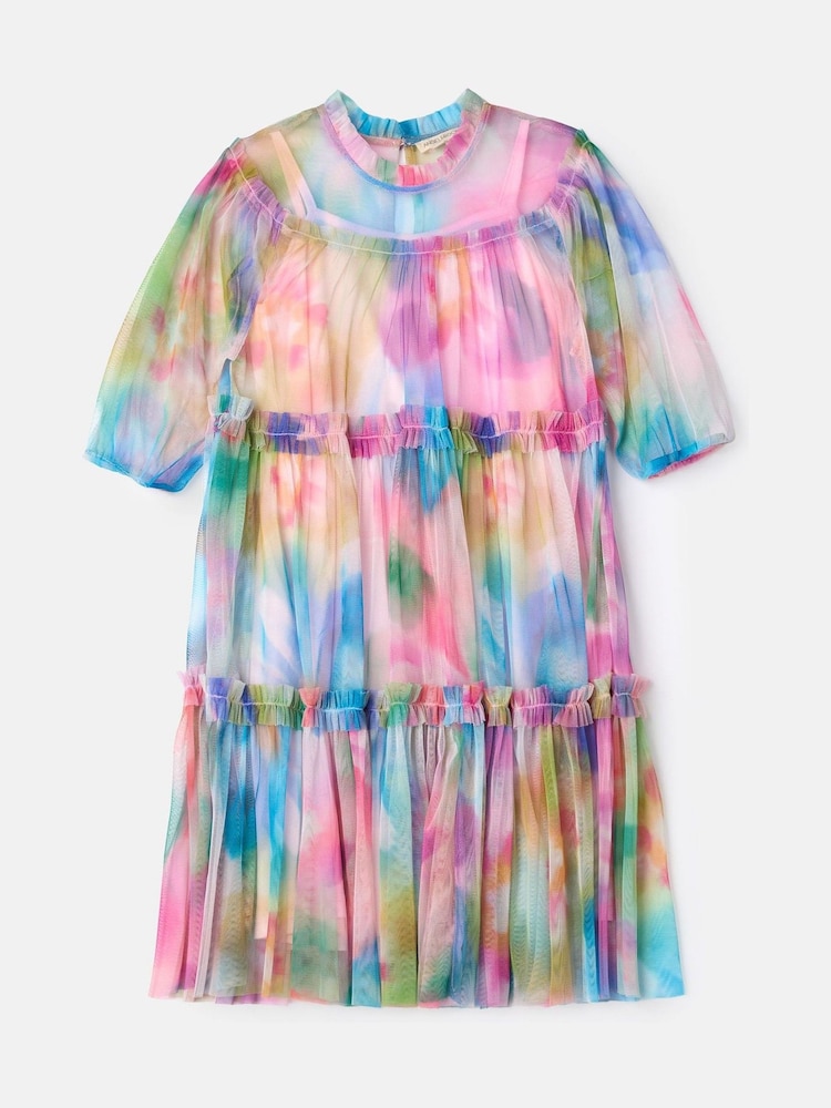 Angel & Rocket Light Pink Eleanor Floral Print Mesh Dress - Image 7 of 8