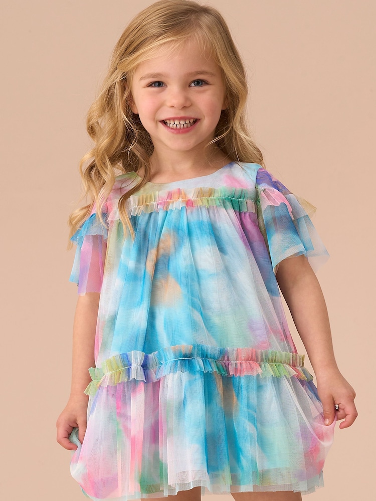 Angel & Rocket Eleanor Multi Print Mesh Dress And Bloomer Set - Imagen 1 de 3