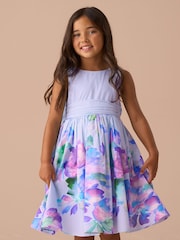 Angel & Rocket Purple Elisa Print Border Bow Back Dress - Image 1 of 3