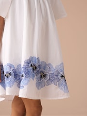 Angel & Rocket White Coletta Embroidered Swing 100% Cotton Dress - Image 3 of 6