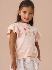 Angel & Rocket Orange Daisy Pleat Sleeve Top - Image 1 of 6