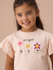 Angel & Rocket Orange Daisy Pleat Sleeve Top - Image 3 of 6