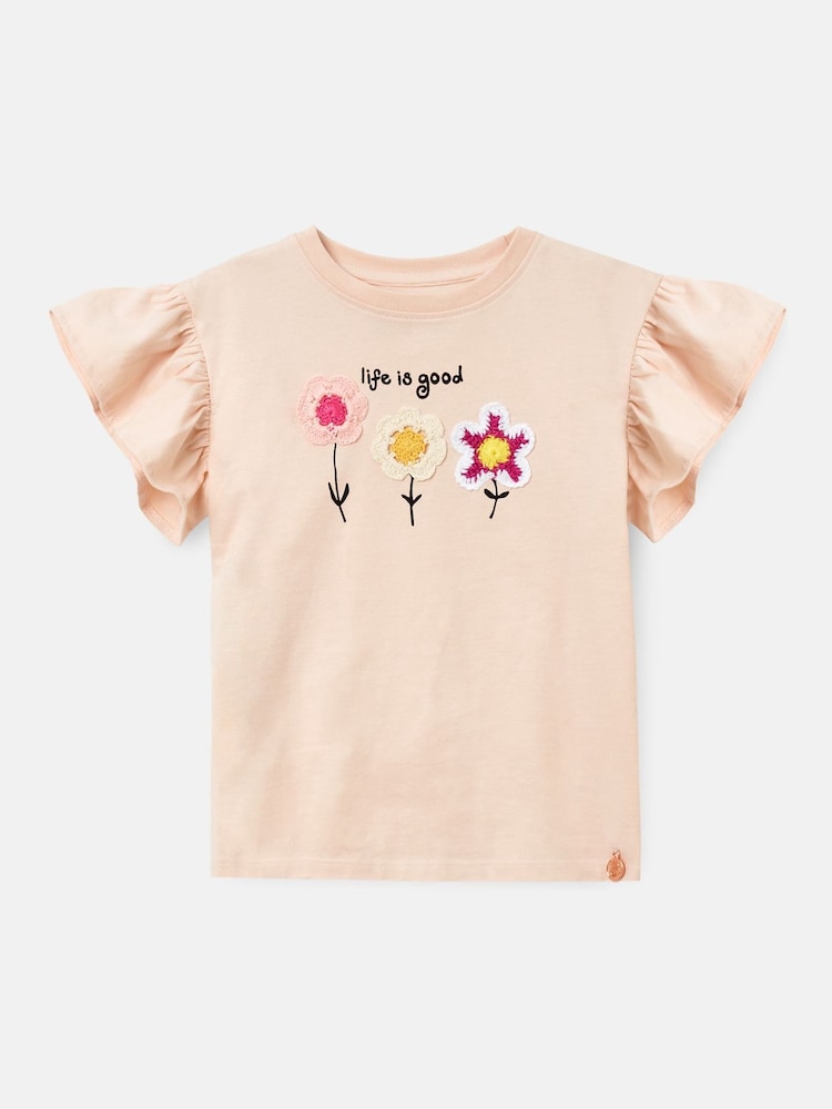 Angel & Rocket Orange Daisy Pleat Sleeve Top - Image 4 of 6