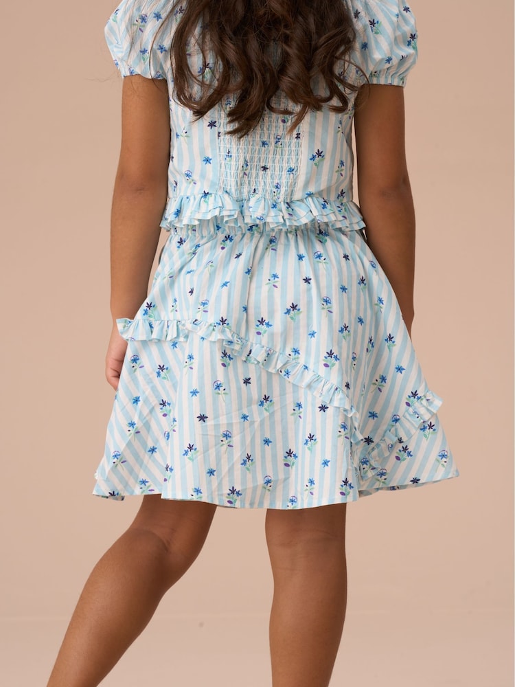 Angel & Rocket Blue Pia Blue Print Frill Skirt - Image 2 of 5