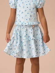 Angel & Rocket Blue Pia Blue Print Frill Skirt - Image 4 of 5
