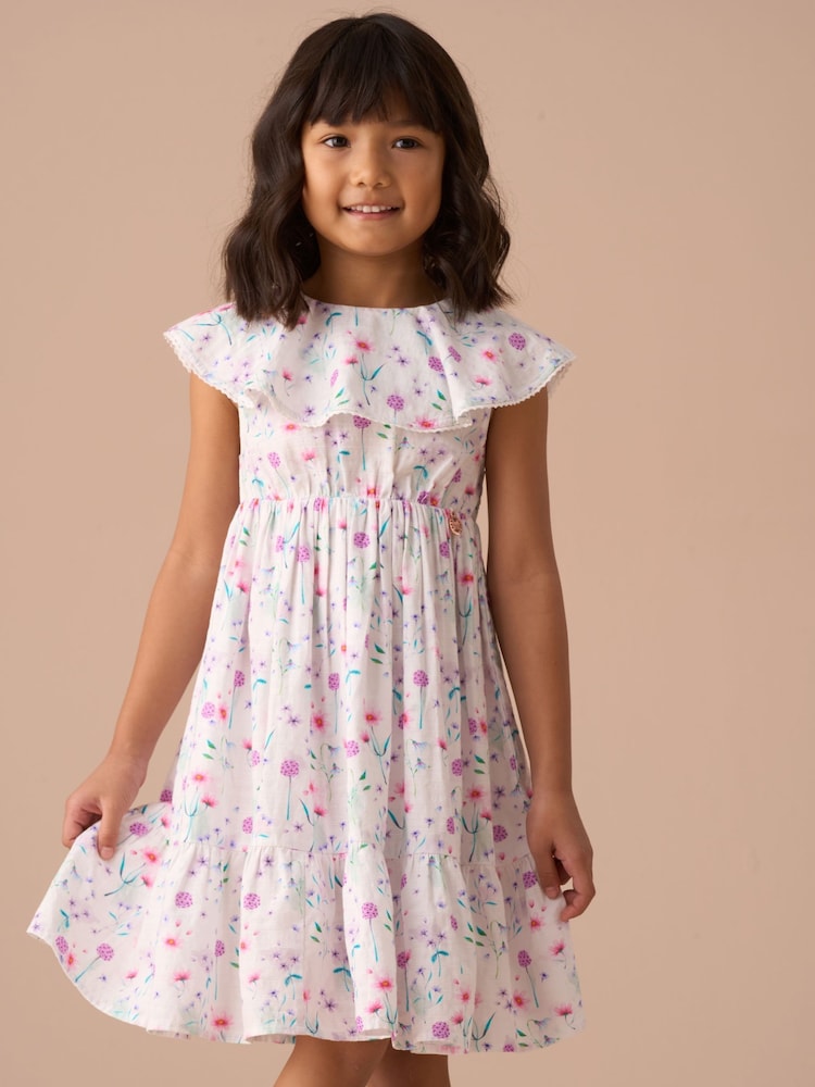 Angel & Rocket White Flori Pleated Collar 100% Cotton Dress - Image 1 of 8