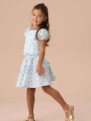 Angel & Rocket Blue Pia Print Shirred Blouses - Image 4 of 5