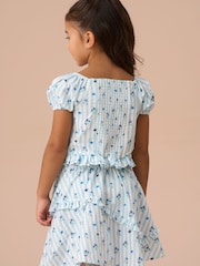 Angel & Rocket Blue Pia Print Shirred Blouses - Image 5 of 5