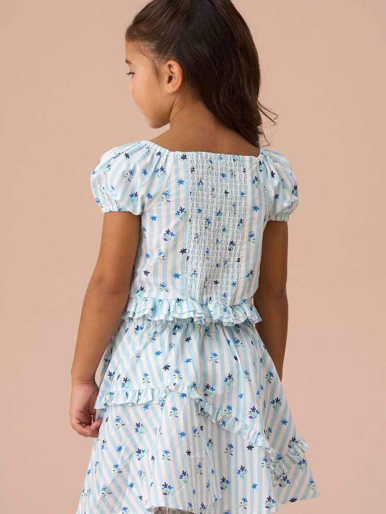 Angel & Rocket Blue Pia Print Shirred Blouses - Image 5 of 5