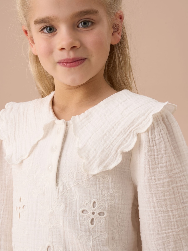 Angel & Rocket White Emma Cape Collar Embroidered Top - Image 2 of 2 Angel & Rocket White Emma Cape Collar Embroidered Top - Image 2 of 2
