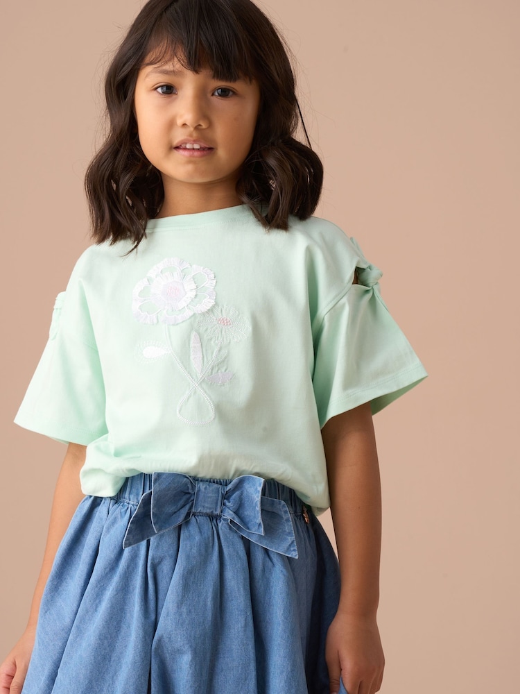 Angel & Rocket Green Leena Mint Tie Sleeve 100% Cotton Top - Image 1 of 2 Angel & Rocket Green Leena Mint Tie Sleeve 100% Cotton Top - Image 1 of 2