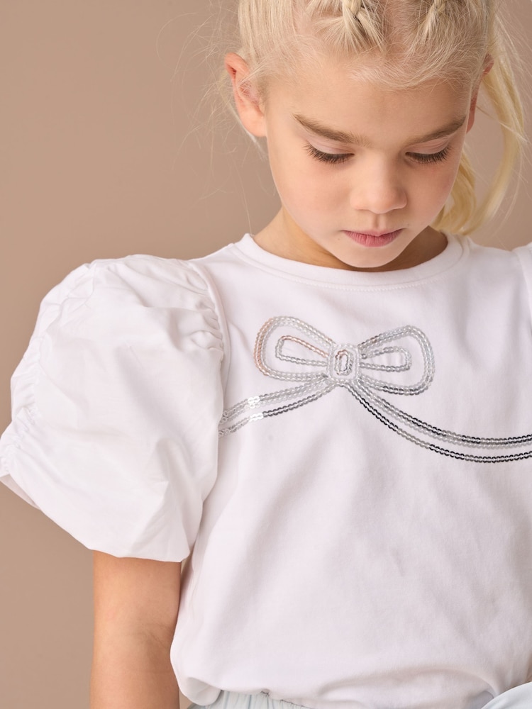 Angel & Rocket White Reene Puff Sleeve Top - Image 2 of 6