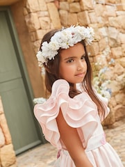 Angel & Rocket Pink 100% Cotton Border Print Emillie Tie Sash Dress - Image 11 of 20